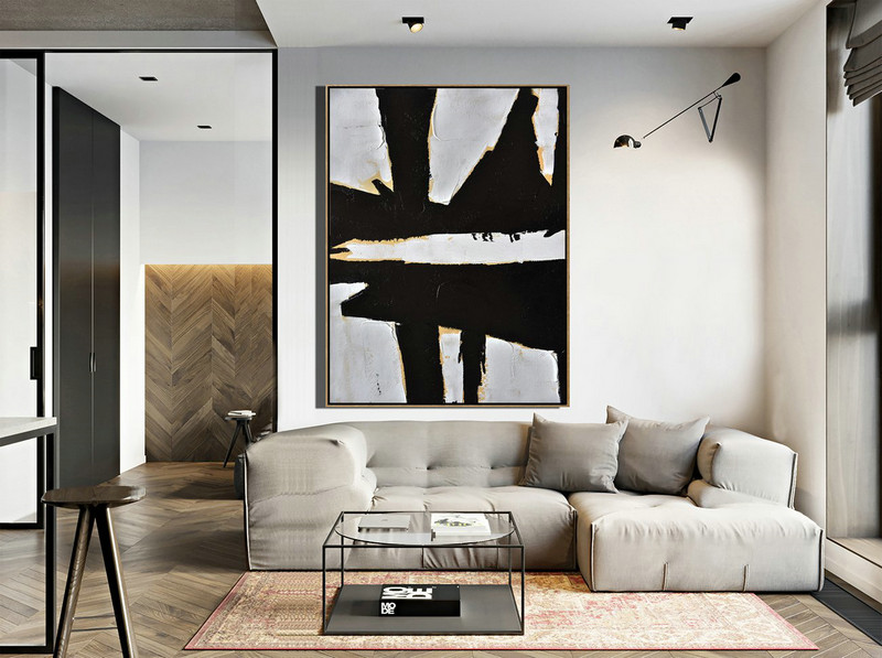 Extra Large Textured Painting On Canvas,Minimalist Painting On Canvas, Palette Knife Vertical Minimal Art - Large Paintings For Living Room